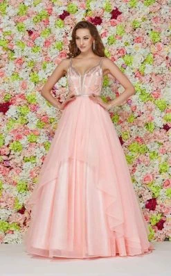 Angela & Alison - 61124 Beaded Plunging Striped Ballgown Formal Gowns 17 Angela & Alison - 61124 Beaded Plunging Striped Ballgown Formal Gowns