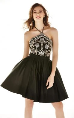 Angela & Alison - 62006 Beaded Halter Cocktail Dress