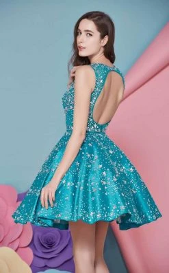 Cocktail Dresses Angela & Alison - 62010 Sleeveless Star-Studded A-Line Dress