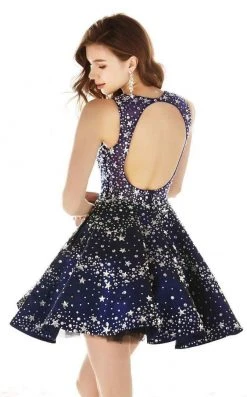 Cocktail Dresses Angela & Alison - 62010 Sleeveless Star-Studded A-Line Dress