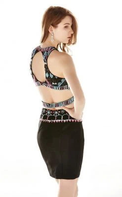 Angela & Alison - 62036 Tribal Embellished Two-Piece Halter Dress Cocktail Dresses 14 Angela & Alison - 62036 Tribal Embellished Two-Piece Halter Dress Cocktail Dresses