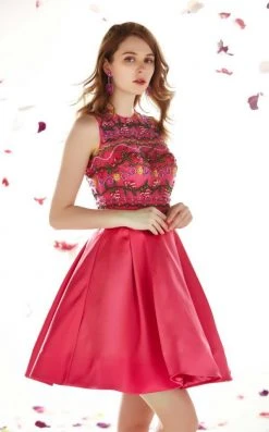 Cocktail Dresses Angela & Alison - 62042 Embroidered Jewel Cocktail Dress