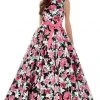 Angela & Alison - 62046 Sleeveless Bateau Neck Floral Ballgown - 1 Pc Black/Floral In Size 8 Available
