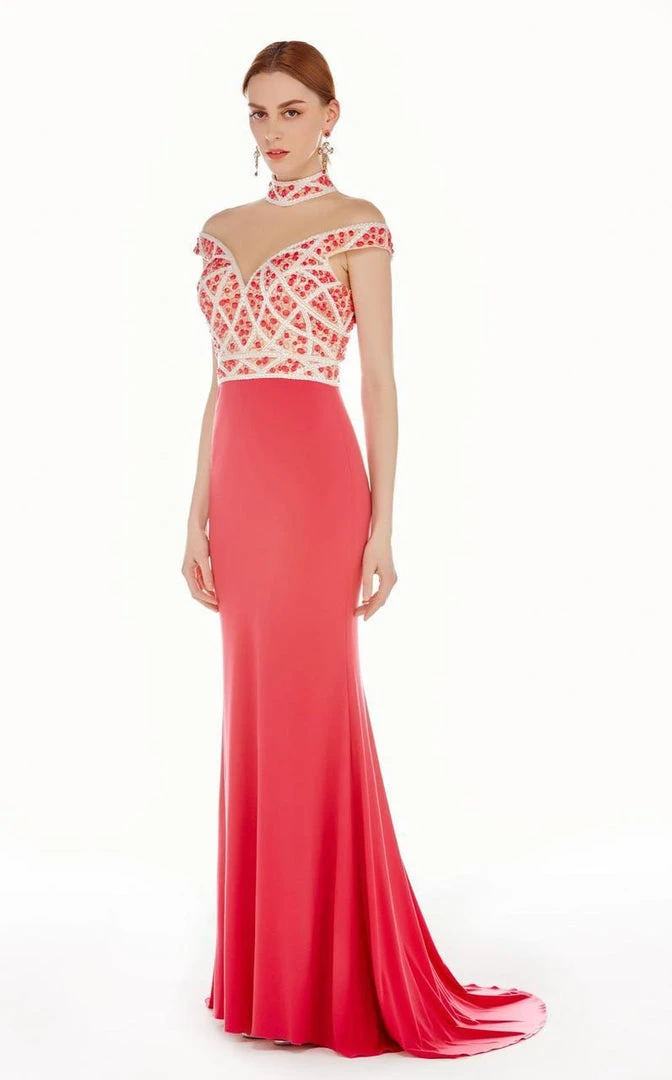 Angela & Alison - 62052 Illusion High Neck Beaded Gown Formal Gowns 6 Angela & Alison - 62052 Illusion High Neck Beaded Gown Formal Gowns