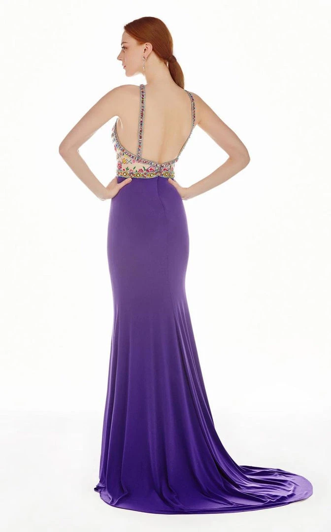 Formal Gowns Angela & Alison - 62054 Embroidered Halter Neck Sheath Dress 8 Formal Gowns Angela & Alison - 62054 Embroidered Halter Neck Sheath Dress