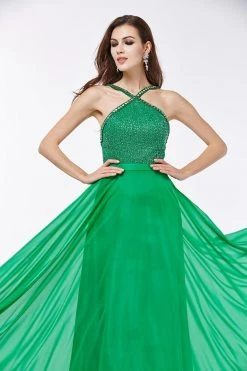 Formal Gowns Angela & Alison - 661145 Sleeveless Halter Neck A-line Dress