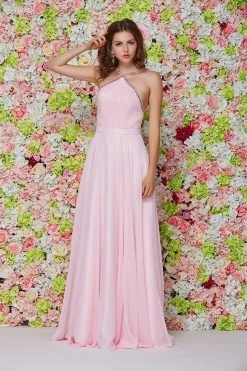 Formal Gowns Angela & Alison - 661145 Sleeveless Halter Neck A-line Dress