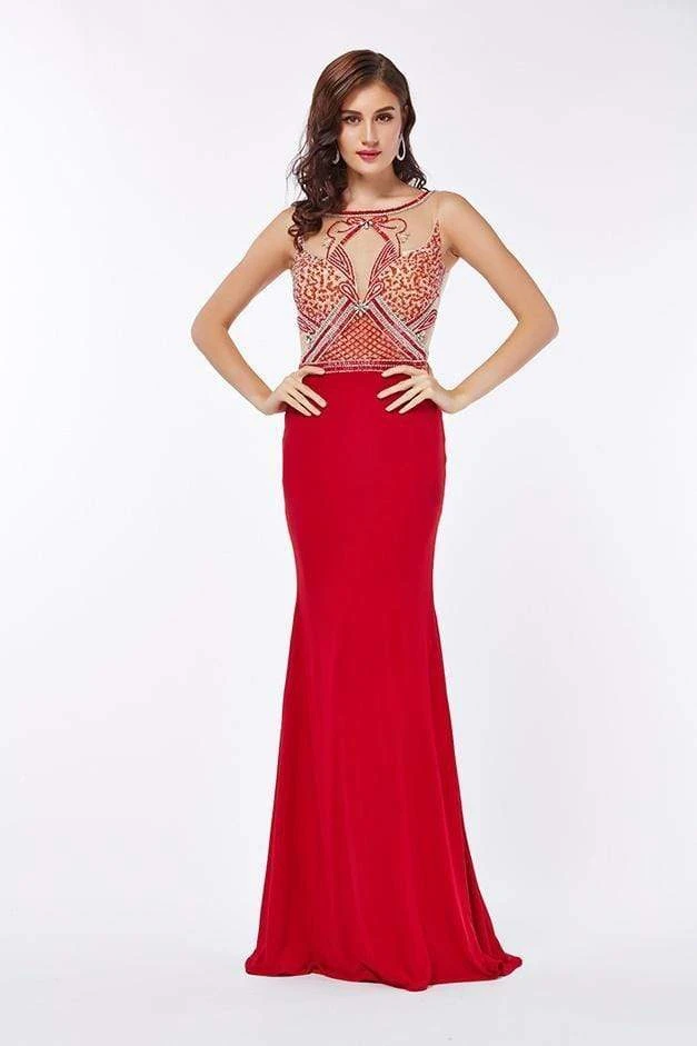 Formal Gowns Angela & Alison - 661153 Beaded Sheer Sheath Dress 6 Formal Gowns Angela & Alison - 661153 Beaded Sheer Sheath Dress