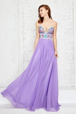 Angela & Alison - 71001 Vibrant Embroidery Plunging Empire Gown Formal Gowns 11 Angela & Alison - 71001 Vibrant Embroidery Plunging Empire Gown Formal Gowns