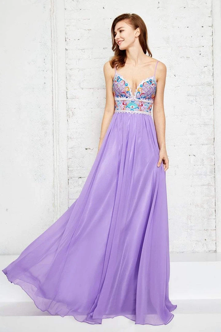 Angela & Alison - 71001 Vibrant Embroidery Plunging Empire Gown Formal Gowns 7 Angela & Alison - 71001 Vibrant Embroidery Plunging Empire Gown Formal Gowns