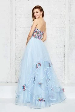 Formal Gowns Angela & Alison - 71013 Pretty Floral Embroidery Strapless Gown