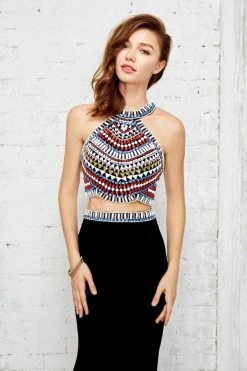 Formal Gowns Angela & Alison - 71015 Two-Piece Halter Cutout Sheath Gown 8 Formal Gowns Angela & Alison - 71015 Two-Piece Halter Cutout Sheath Gown