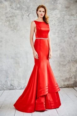 Formal Gowns Angela & Alison - 71021 Bateau Neck Trumpet Evening Gown
