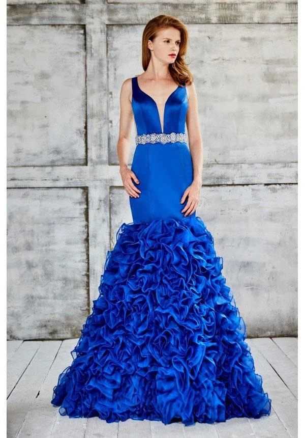 Formal Gowns Angela & Alison - 71022 Deep V-Neck Ruffled Mermaid Gown 3 Formal Gowns Angela & Alison - 71022 Deep V-Neck Ruffled Mermaid Gown