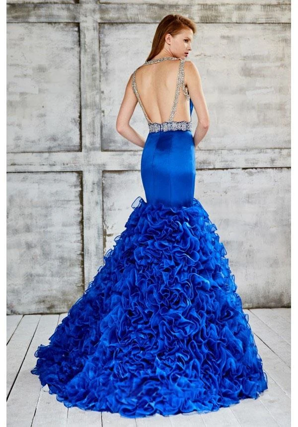 Formal Gowns Angela & Alison - 71022 Deep V-Neck Ruffled Mermaid Gown 4 Formal Gowns Angela & Alison - 71022 Deep V-Neck Ruffled Mermaid Gown