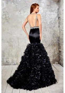 Formal Gowns Angela & Alison - 71022 Deep V-Neck Ruffled Mermaid Gown 10 Formal Gowns Angela & Alison - 71022 Deep V-Neck Ruffled Mermaid Gown