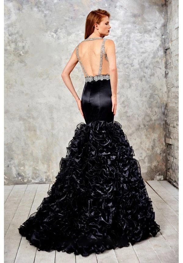 Formal Gowns Angela & Alison - 71022 Deep V-Neck Ruffled Mermaid Gown 6 Formal Gowns Angela & Alison - 71022 Deep V-Neck Ruffled Mermaid Gown