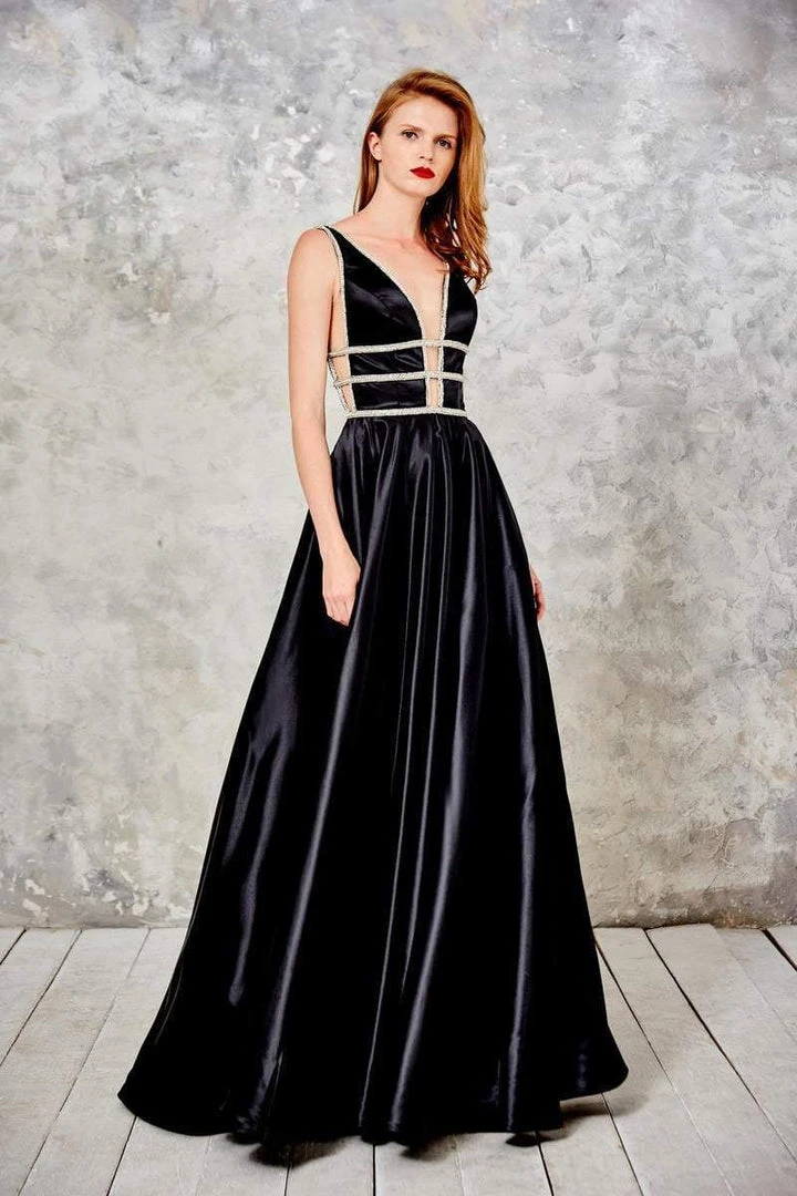 Angela & Alison - 71031 Deep V-Neck Bejeweled A-line Gown Formal Gowns 3 Angela & Alison - 71031 Deep V-Neck Bejeweled A-line Gown Formal Gowns