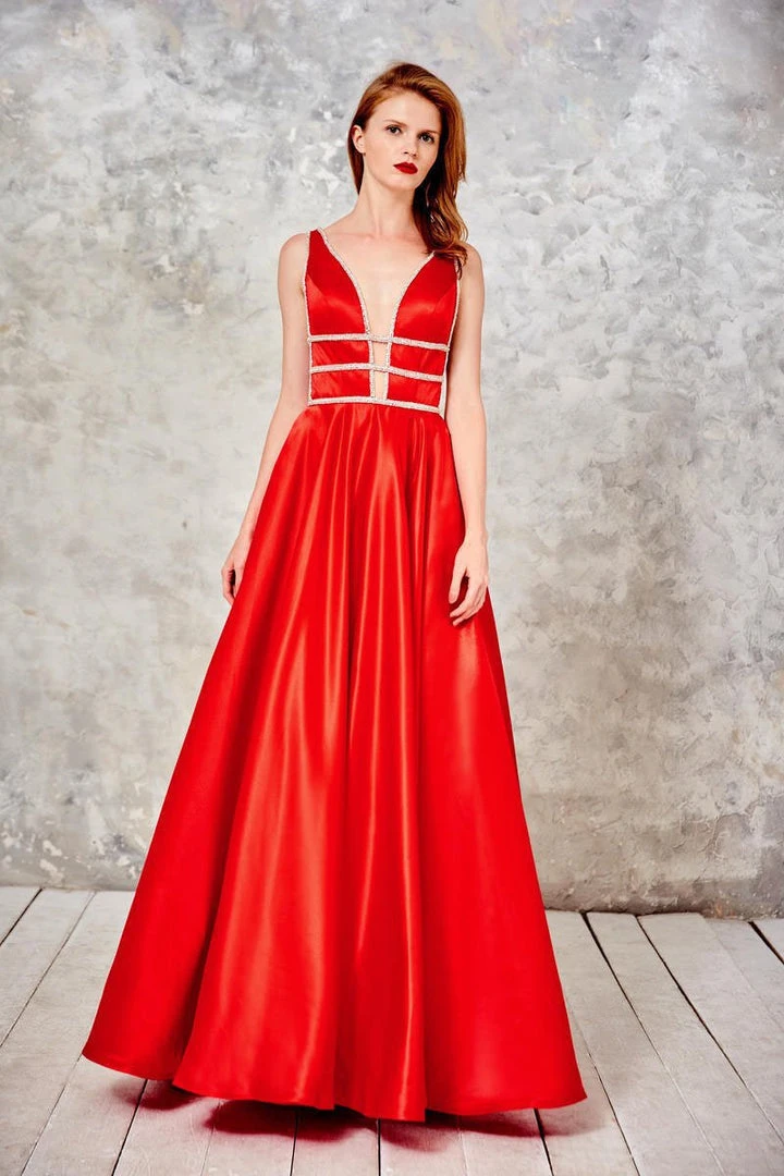 Angela & Alison - 71031 Deep V-Neck Bejeweled A-line Gown Formal Gowns 4 Angela & Alison - 71031 Deep V-Neck Bejeweled A-line Gown Formal Gowns