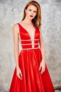 Angela & Alison - 71031 Deep V-Neck Bejeweled A-line Gown Formal Gowns 10 Angela & Alison - 71031 Deep V-Neck Bejeweled A-line Gown Formal Gowns