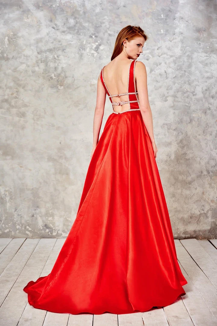 Angela & Alison - 71031 Deep V-Neck Bejeweled A-line Gown Formal Gowns 6 Angela & Alison - 71031 Deep V-Neck Bejeweled A-line Gown Formal Gowns