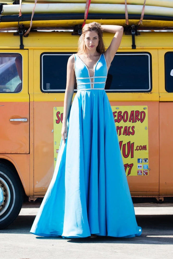 Angela & Alison - 71031 Deep V-Neck Bejeweled A-line Gown Formal Gowns 7 Angela & Alison - 71031 Deep V-Neck Bejeweled A-line Gown Formal Gowns