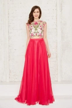 Angela & Alison - 71037 Scalloped Jewel Neck A-line Dress Formal Gowns