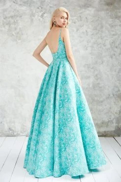 Angela & Alison - 71048 Slim Straps Floral Festooned Ballgown