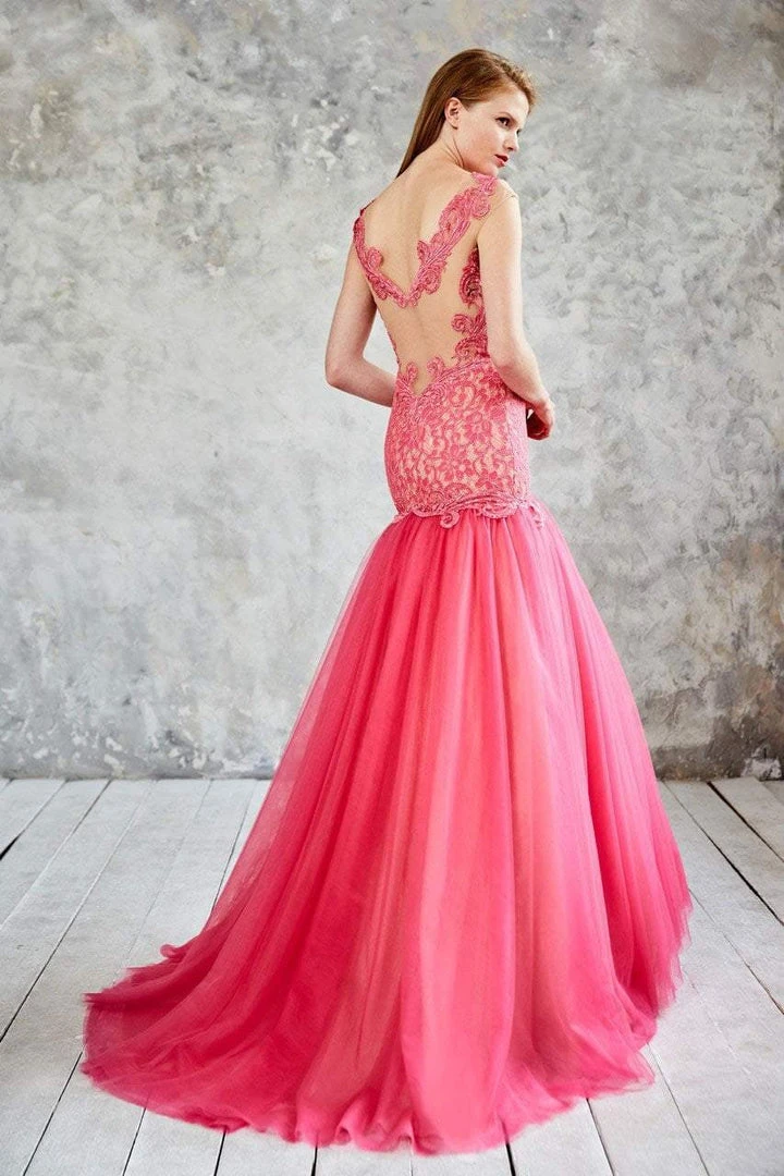 Angela & Alison - 71052 Sequined Lace Sheer Cap Sleeve Trumpet Gown Formal Gowns 5 Angela & Alison - 71052 Sequined Lace Sheer Cap Sleeve Trumpet Gown Formal Gowns