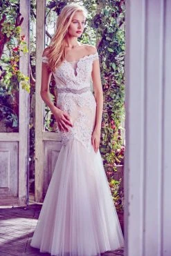 Angela & Alison - 71067 Lace Embroidered Off Shoulder Prom Gown Formal Gowns