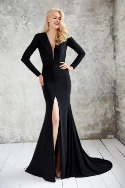 Angela & Alison - 71075 Deep V-neck Trumpet Dress