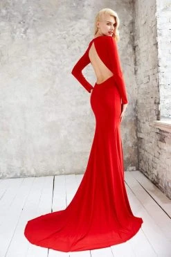 Angela & Alison - 71075 Deep V-neck Trumpet Dress