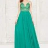 Angela & Alison - 71088 Embellished V-neck A-line Dress