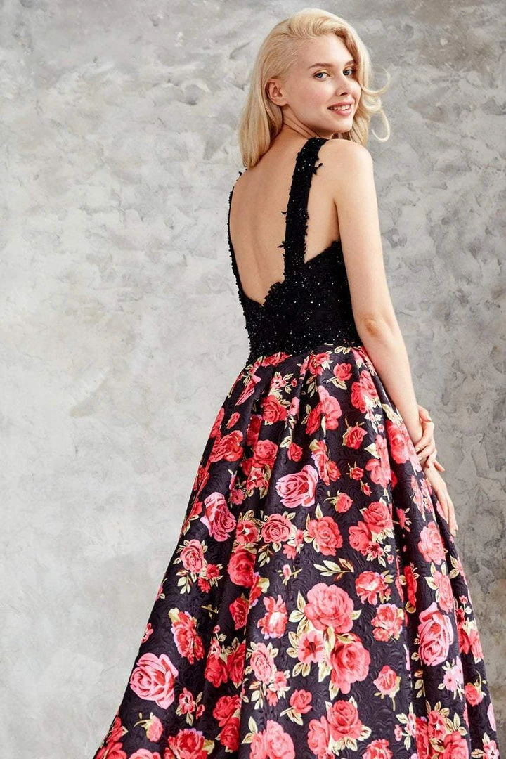 Formal Gowns Angela & Alison - 71096 Embellished Halter Floral A-line Dress 7 Formal Gowns Angela & Alison - 71096 Embellished Halter Floral A-line Dress
