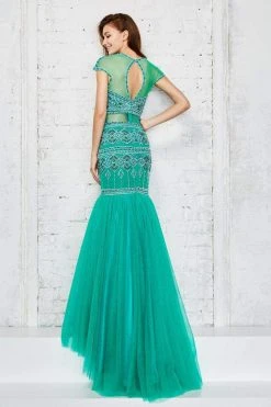 Angela & Alison - 71106 Bedazzled Illusion Jewel Trumpet Dress Formal Gowns