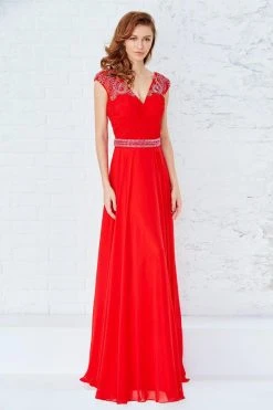Formal Gowns Angela & Alison - 71123 Beaded Ruched V-neck Dress