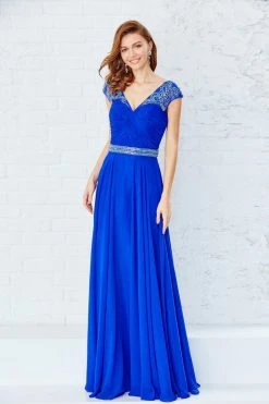 Formal Gowns Angela & Alison - 71123 Beaded Ruched V-neck Dress