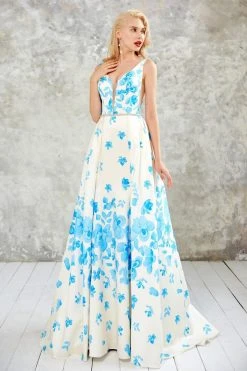 Formal Gowns Angela & Alison - 71127 Floral Print Evening Gown