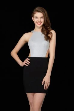 Angela & Alison - 72002 Halter Short Dress With Side Cut Outs Cocktail Dresses