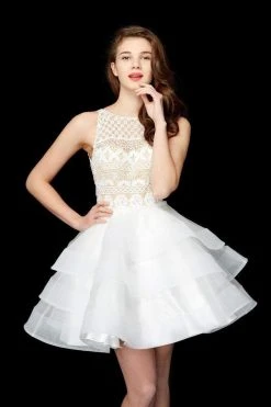 Angela & Alison - 72007 Lace Embroidered Layered Cocktail Dress Formal Gowns 10 Angela & Alison - 72007 Lace Embroidered Layered Cocktail Dress Formal Gowns