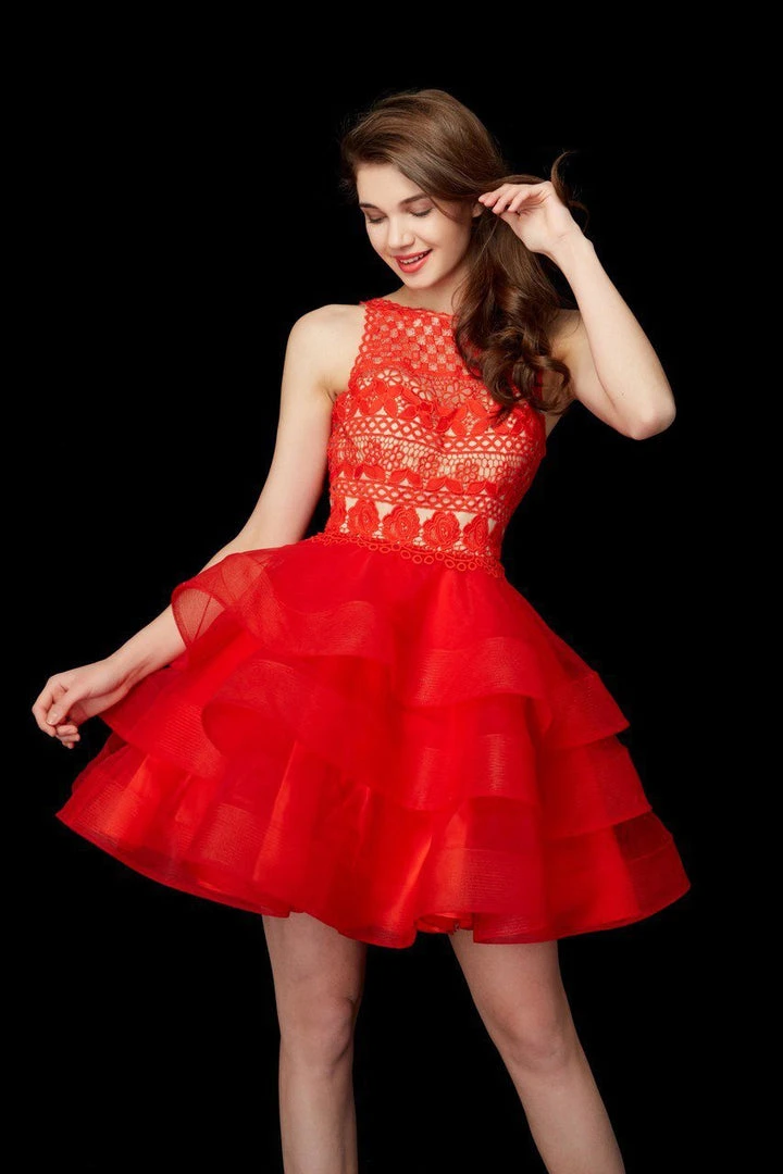 Angela & Alison - 72007 Lace Embroidered Layered Cocktail Dress Formal Gowns 3 Angela & Alison - 72007 Lace Embroidered Layered Cocktail Dress Formal Gowns