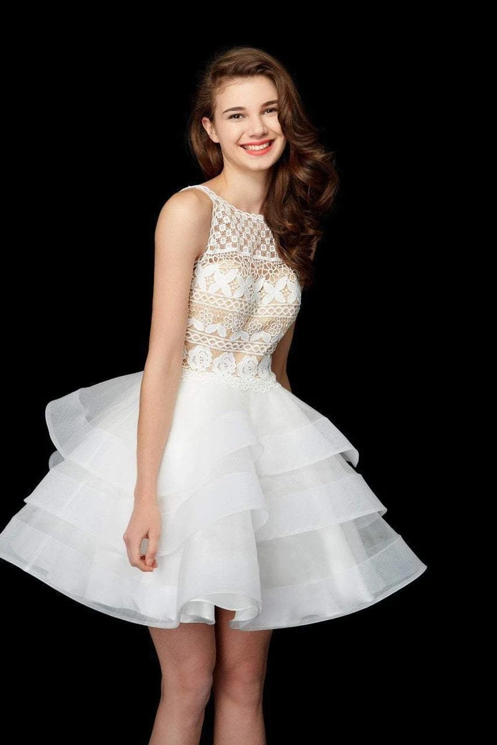 Angela & Alison - 72007 Lace Embroidered Layered Cocktail Dress Formal Gowns 5 Angela & Alison - 72007 Lace Embroidered Layered Cocktail Dress Formal Gowns