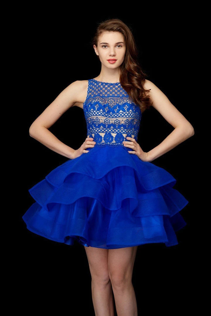 Angela & Alison - 72007 Lace Embroidered Layered Cocktail Dress Formal Gowns 7 Angela & Alison - 72007 Lace Embroidered Layered Cocktail Dress Formal Gowns