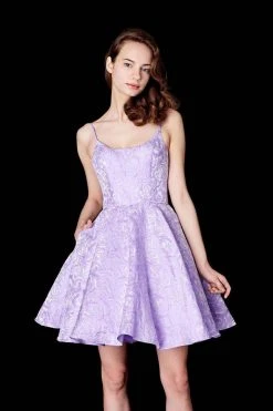 Cocktail Dresses Angela & Alison - 72008 Floral Scoop A Line Cocktail Dress