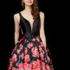 Angela & Alison - 72014 Deep V-neck Floral Dress Cocktail Dresses