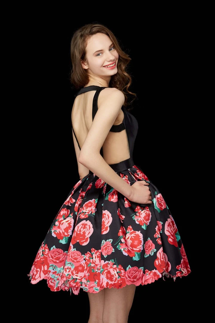 Angela & Alison - 72014 Deep V-neck Floral Dress Cocktail Dresses 4 Angela & Alison - 72014 Deep V-neck Floral Dress Cocktail Dresses