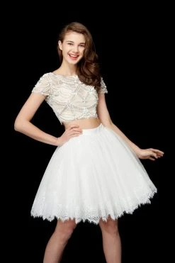 Angela & Alison - 72033 Two Piece Bejeweled Lace Bateau Dress Cocktail Dresses