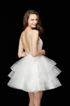 Angela & Alison - 72034 Sequined Plunging Layered Tulle Dress 13 Angela & Alison - 72034 Sequined Plunging Layered Tulle Dress