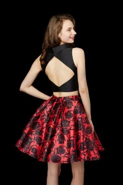 Angela & Alison - 72035 Two Piece Satin Floral Printed A-line Dress Cocktail Dresses