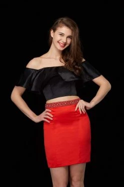 Cocktail Dresses Angela & Alison - 72045 Two-Piece Off-Shoulder Short Dress